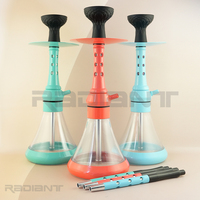 Chicha arabe moderne en métal à tube unique avec foyer fileté, ensemble complet avec tous les accessoires, prix de gros usine