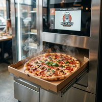 Máquina Expendedora de Pizza Automática de Autoservicio YISO Smart IoT 24 Horas con Hornos Internos y Lector de Tarjetas de Crédito Nayax, Pizza Fresca