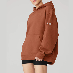 Felpe da <span class=keywords><strong>donna</strong></span> personalizzate felpe con cappuccio in poliestere di cotone di alta qualità con cappuccio ricamano Logo da <span class=keywords><strong>donna</strong></span> felpe con cappuccio oversize - Product Image 4