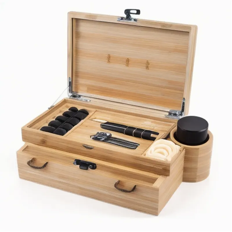 Caja de almacenamiento decorativa personalizada de madera natural/bambú recuerdo de madera