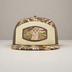 Custom Design Leather Patch Embroidery Logo 7 Panel <strong>Hats</strong> Flat Brim Mesh Trucker <strong>Hat</strong> Digital Printing Animal Camo Snapback Caps - Product Image 4
