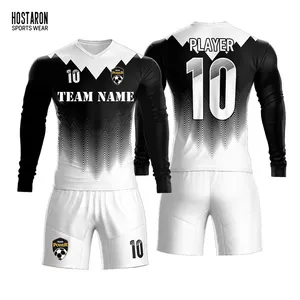 Hostaron Thái Tùy Chỉnh Thăng Hoa Bóng Đá Jersey 100% Polyester Trắng Dài Tay Áo Bóng Đá Jersey Bóng Đá Thủ Môn Thiết Lập