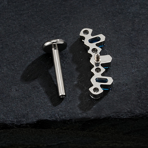 Boucles d'oreilles en zircon bleu et blanc, boucles d'oreilles en titane ASTM F136, boucles d'oreilles pour cartilage, labret, hélix, piercing d'oreille pour femmes, bijoux fins pour le corps - Product Image 3