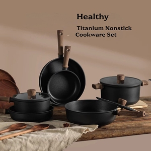 Juego de utensilios de cocina antiadherentes de titanio duradero de 16 piezas con sartén para salsa, cazuela para freír, sin PFOA, listo para inducción - Product Image 6