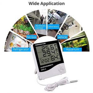 Electronic <b>Digital</b> Temperature Humidity Meter Home Thermometer Hygrometer Indoor Outdoor Weather Station <b>Clock</b> - Product Image 5