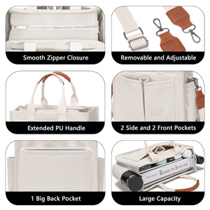 <span class=keywords><strong>Bolsa</strong></span> <span class=keywords><strong>de</strong></span> Pañales <span class=keywords><strong>de</strong></span> Lona con Logotipo Personalizado al por Mayor, <span class=keywords><strong>Bolsa</strong></span> <span class=keywords><strong>de</strong></span> Mano Cruzada para Mamá <span class=keywords><strong>de</strong></span> Gran Capacidad, Cierre <span class=keywords><strong>de</strong></span> Cremallera, Correa Ajustable, Ligera - Product Image 5