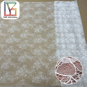 Thanh Lịch Màu Trắng Thêu <span class=keywords><strong>Sequin</strong></span> Chantilly Ren Vải Sang Trọng Long Lanh <span class=keywords><strong>Sequin</strong></span> Lưới Ren Vải Cho Váy Cưới - Product Image 6