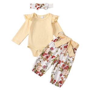 Personalizza morbido pagliaccetto floreale in cotone primavera autunno 3 pezzi Set <span class=keywords><strong>regalo</strong></span> neonato Set <span class=keywords><strong>di</strong></span> vestiti per neonato Set <span class=keywords><strong>di</strong></span> abbigliamento per bambini - Product Image 2