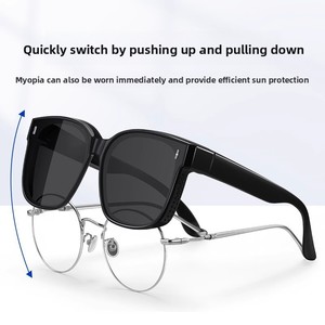 Lunettes de soleil polarisées unisexe TY49 TR90 à clipser pour myopie, protection UV400, pour la conduite – Monture surdimensionnée anti-UV pour l'été - Product Image 3