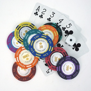 Chất Lượng Cao 14G Casino Monte Carlo Clay Poker Chips 40Mm Ba Tone Với Hoàng Gia Vương Miện Số Sticker Từ Nhà Máy Cho Các Trò Chơi - Product Image 6