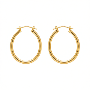 Orecchini a Cerchio Dorati E4504 in Lega di Zinco, Gioielli Unisex Classici alla Moda - Product Image 1