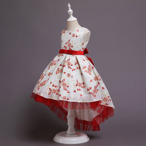 Noble princesse élégante fleur fille longue queue fille robe de mariage personnalisée robe de soirée enfant de mode robe de soir - Product Image 6