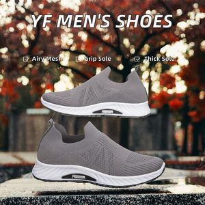 YF รองเท้าวิ่งลำลองกีฬาผู้ชาย, รองเท้าวิ่งกันลื่นรองเท้าผ้าตาข่ายหนาระบายอากาศได้ดีสำหรับพื้นรองเท้า PU ฤดูใบไม้ผลิ - Product Image 2