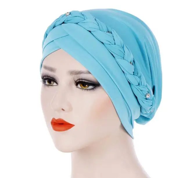 Turbante musulmán trenzado para mujer, Bandanas personalizadas, envoltura de cabeza africana, talla común de 3 a 5 días, OEM, gran oferta