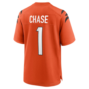 New American Cincinnati <span class=keywords><strong>Bengals</strong></span> 9 Joe Burrow 1 JaMarr Chase Top arancione maglia da calcio cucita da uomo - Product Image 3
