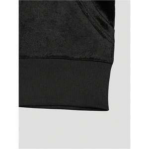 Sweat-shirt à capuche court en velours personnalisé pour femme, à manches longues, décontracté, avec poches, sans doublure, manches classiques - Product Image 1