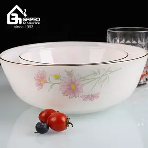 Garbo fábrica 8,5 polegadas flor decorativa Jade cor opala tigelas de vidro vidro jantar salada misturador tigela para comer