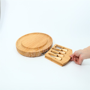 Bamboo <b>Cheese</b> <b>Knife</b> <b>Set</b> With Board Hand Carved For Home Use FJDC48 - Product Image 2