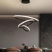 Lustre de salon moderne simple lustre atmosphérique escalier anneau lumière réseau de luxe restaurant rouge éclairage nordique