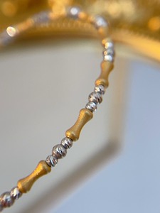 Xinfly <b>Solid</b> 18K <b>Gold</b> Jointed Flash Shiny <b>Bangle</b> Two-Tone Extension Chain Adjustable Open Bracelet for Women Ready to Ship - Product Image 5