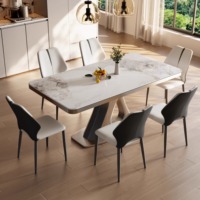 Nouvel ensemble table et chaises rectangulaires de luxe en pierre pour petit salon familial