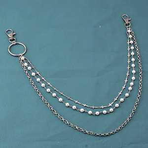 <b>Cross</b> <b>Chain</b> Triple Layer Pearl Waist <b>Chain</b> Hip Hop Style For Women Pants Accessory - Product Image 4
