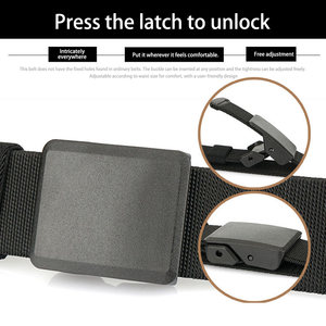 Cinturón elástico táctico de tela de lona de todos los tamaños, característica elástica con hebilla de plástico con cinturón de hombre, libre de alergias de Metal - Product Image 4