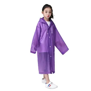 Rain Poncho Children Raincoat Portable Rain Jackets with Hood Reusable EVA for Kids for 6-14 Girls Boys Camping Picture Playing