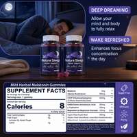 Gummies véganes pour le sommeil avec mélatonine, GABA et 5-HTP, sans sucre, complément alimentaire à base de plantes, vente en gros