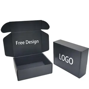 Personalizado Caixa De Papel Ondulado Fabricante Personalizado Logotipo Caixas De Papel Design Black Mailer Box para Embalagem De Roupas