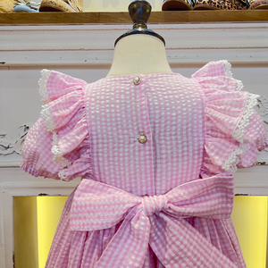 Vacanze di supporto floreale senza maniche Smocked per bambini per bambine 2-12y bambini bambini Baby strisce bianche gonna abiti Vintage - Product Image 5