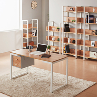 Bureau moderne pour la maison ou le bureau, avec cadre en bois et métal, hauteur réglable, avec étagère pour ordinateur portable/ordinateur de bureau