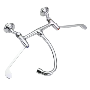 <span class=keywords><strong>Robinet</strong></span> de lavabo à <span class=keywords><strong>coude</strong></span> pour hôpital, à montage sur pont, 8 pouces, avec deux poignées, finition chromée, installation à 2 trous, construction en laiton - Product Image 2