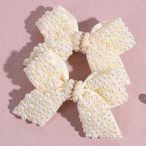 กิ๊บติดผมไข่มุกทำมือ2ชิ้นกิ๊บติดโบว์เครื่องประดับผมสำหรับเด็กผู้หญิง - Product Image 2