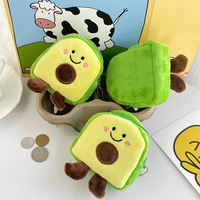 Porte-monnaie en forme d'avocat Kawaii, porte-clés, sac de rangement pour écouteurs, câbles USB et rouges à lèvres, pendentif porte-clés, jouet en peluche