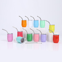 Mini-gobelet isotherme à double paroi en acier inoxydable 304 de 3 oz, coloré et personnalisé, avec couvercle et paille, pour vin, café ou fêtes
