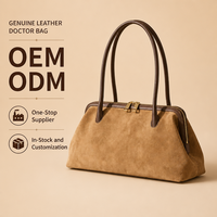 Sac à Main Satchel Top Handle Grand en Véritable Suède pour Femme avec Fermeture Éclair pour Bureau