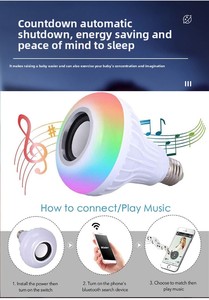 <span class=keywords><strong>Ampoule</strong></span> LED musicale avec mini-haut-parleur intégré pour contrôle et intensité réglables, alimentation CA E27 pour usage résidentiel, corps en plastique - Product Image 4