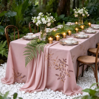 Nappe à imprimé de branches botaniques, couverture de table vintage à motifs de brindilles végétales pour banquets de mariage, hôtels, restaurants et décoration de tables d'événements