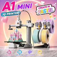 Printer 3D Mini Combo A1 Multi-Warna Presisi Tinggi dengan Perataan Otomatis Penuh, Mendukung Pembuatan Model, Motor PLA, Printer 3D AMS Lite