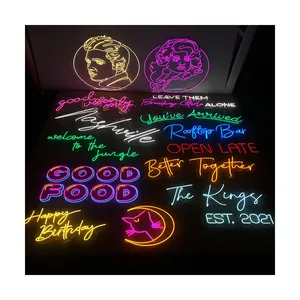 Aangepaste Acryl Oplichten Led Naam Neon Bord Logo Muur Decor Restaurant Feest Neon Verlichting Voor Binnen En Buiten
