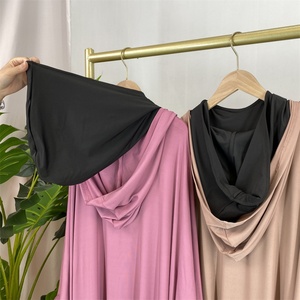 New Event Double Hoods Long <b>Kaftan</b> Abaya 2 Colors Patchwork with Edged Ruffles and Bows for Muslim Women 6884# - Product Image 5