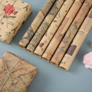 Papier d'emballage cadeau en papier kraft Baoren, grande taille, carte vintage, papier d'emballage architectural, vente en gros avec impression de logo personnalisé - Product Image 1