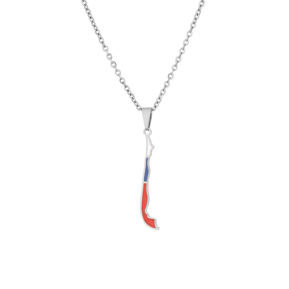 Chile Karte Flagge Anhänger Halskette Edelstahl für Frauen Mädchen Gold Silber Farbe Charme Mode Republik Chile Schmuck Geschenk