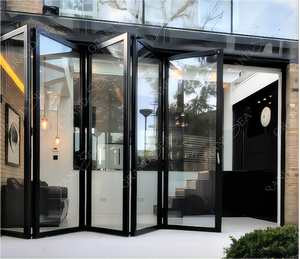 Puerta Plegable de Patio de Aluminio con Rotura de Puente Térmico Contemporánea de 60x80, Puerta de <span class=keywords><strong>Cristal</strong></span> con Doble Acristalamiento Eficiente Energéticamente para Casa - Product Image 4