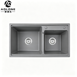 Évier de cuisine double carré ADLONE au design moderne 80*45, installation en surélevé, <span class=keywords><strong>granit</strong></span> composite de 10 mm d'épaisseur pour usage domestique - Product Image 4
