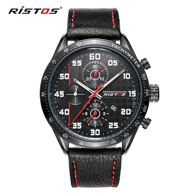 RISTOS moda marka Extreme spor kuvars ordu erkek saatler hakiki deri saatler Reloj Masculino izle Reloj de Hombre 93008