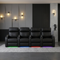 Canapé inclinable électrique intelligent extensible moderne en cuir véritable quatre places avec coussins en mousse à mémoire de forme et structure en bois pour home cinéma
