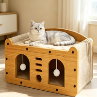 Grattoir à chat en papier écologique classique moderne de grande taille, maison à chat pliable à 1 niveau avec thèmes de Noël et d'Halloween, emballage en carton