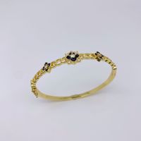 Bracelet jonc fleur en zircon plaqué or 18 carats pour femme – Tendance, minimaliste, chic, sophistiqué, bijou de luxe pour soirée